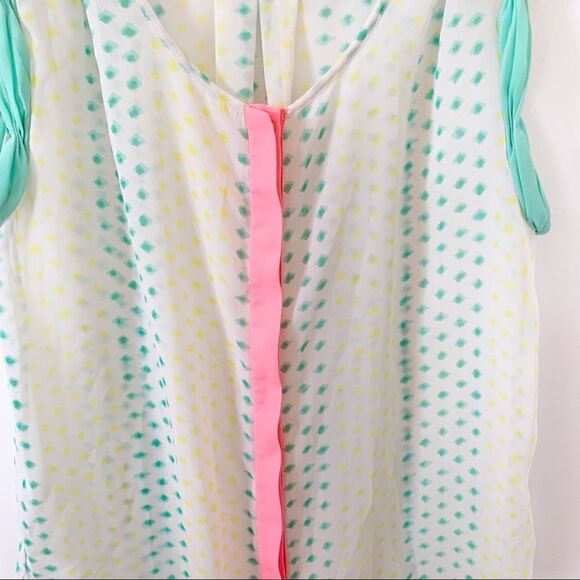 American Eagle Outfitters Neon Semi Sheer Sleeveless Tie Front Blouse - Picture 7 of 11